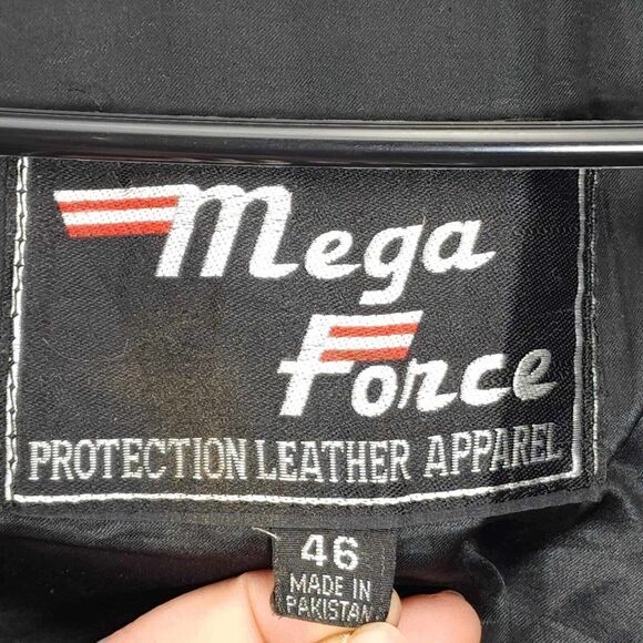 Mega Force Men's Sz46 Black Leather Custom Hand Painted Zip Motorcycle Jacket - Picture 4 of 16